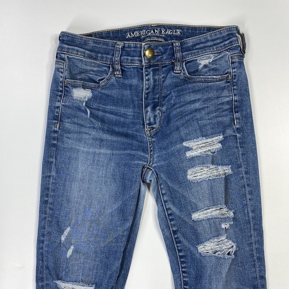 American Eagle Super Stretch X Hi-Rise Jegging Distressed Size 4 - Picture 2 of 14